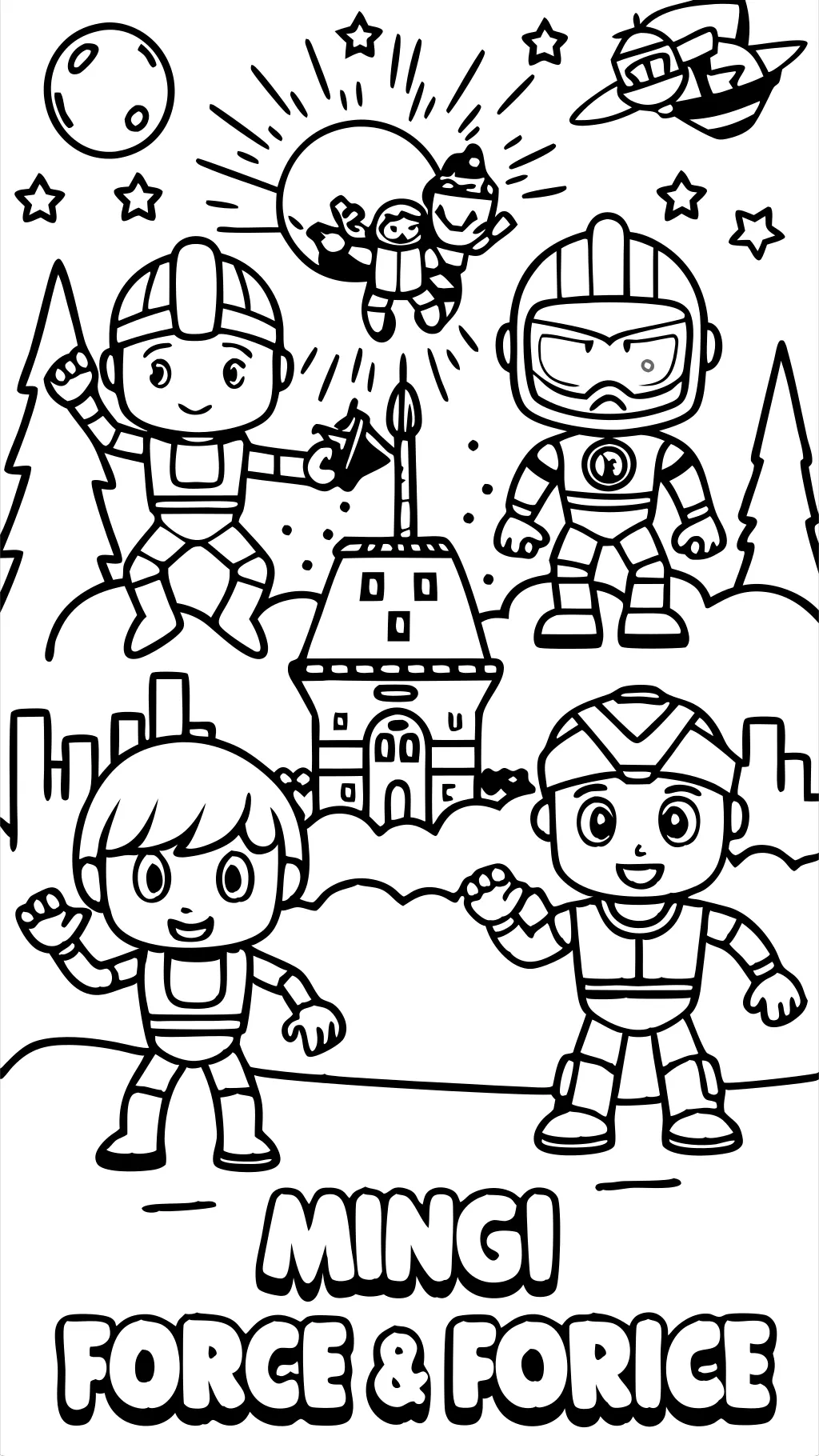 pages de coloriage de mini-force